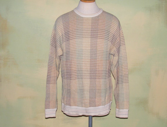 L Mens Vintage Pull Over Sweater Vintage 80s Chec… - image 1