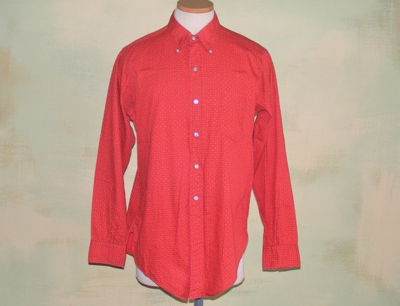 60s Red Paisley Shirt, Vintage Cotton Button-down, Mad Men Style - Etsy