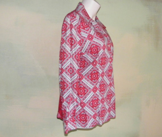 M L Western Red Bandana Print Shirt Blouse Patchw… - image 7