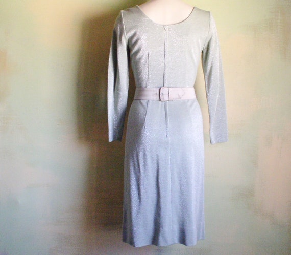 Vintage 70s Green with Silver Lurex Dress Curvy H… - image 5