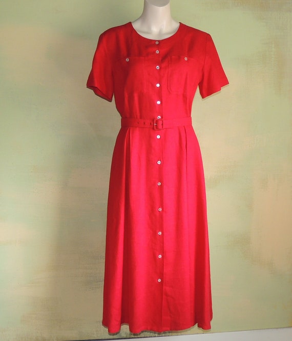 linen rayon dress Mid Town Dress in Rayon Linen Blue Vines / S main image 1