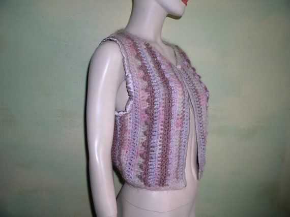 S Hand Spun Hand Woven Feathery Angora Women's Ve… - image 2