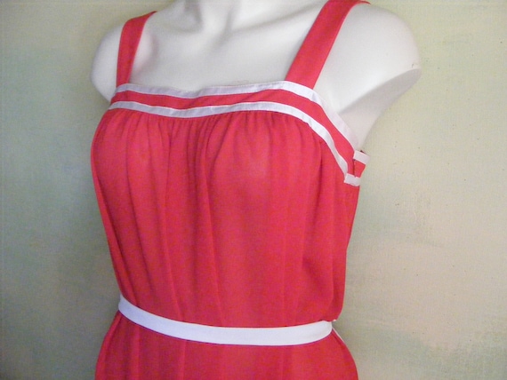 S Vintage 1980s Caron Red Sundress Soft Drape Fab… - image 2