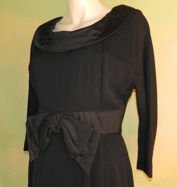 M Vintage 50s 60s Montego Original Black Crepe Wi… - image 7