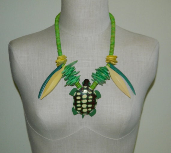 Vintage Diane Moss Artisan Turtle Necklace Carved… - image 3