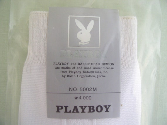 Vintage Playboy Socks Bunny Korea White Cotton Ra… - image 4