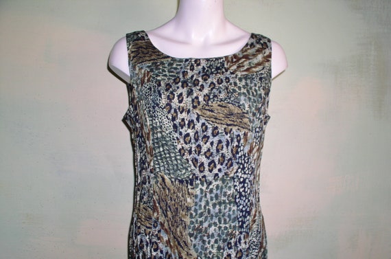 M 80s Elegant Abstract Leopard Print Dress R & K … - image 2