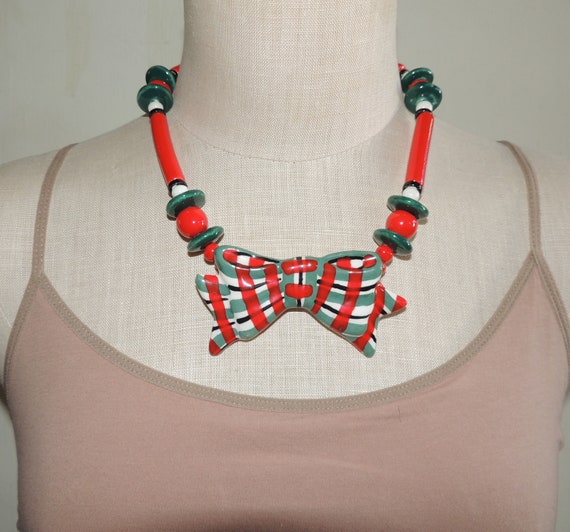 90S Ruby Z Candace Loheed Chunky Bow Ceramic Neck… - image 1