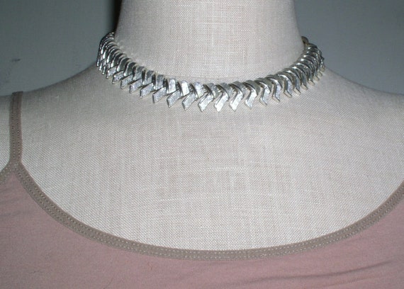 Mid Century Coro Silver Tone Choker Necklace Silv… - image 3