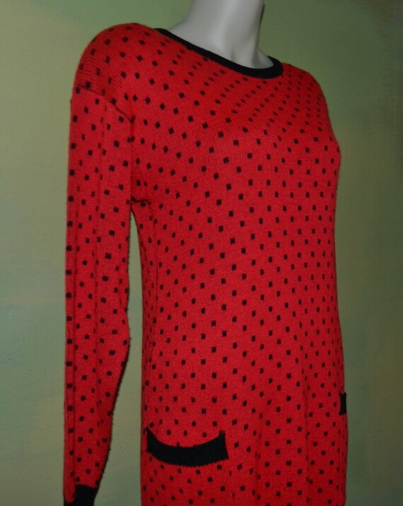 L 70s 80s Liz Claiborne Sweater Dress 