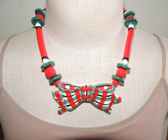 90S Ruby Z Candace Loheed Chunky Bow Ceramic Neck… - image 3