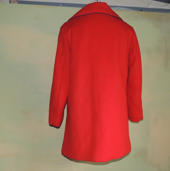 M 60s Mod Coat Red Felted Wool Coat Quilted Linin… - image 6