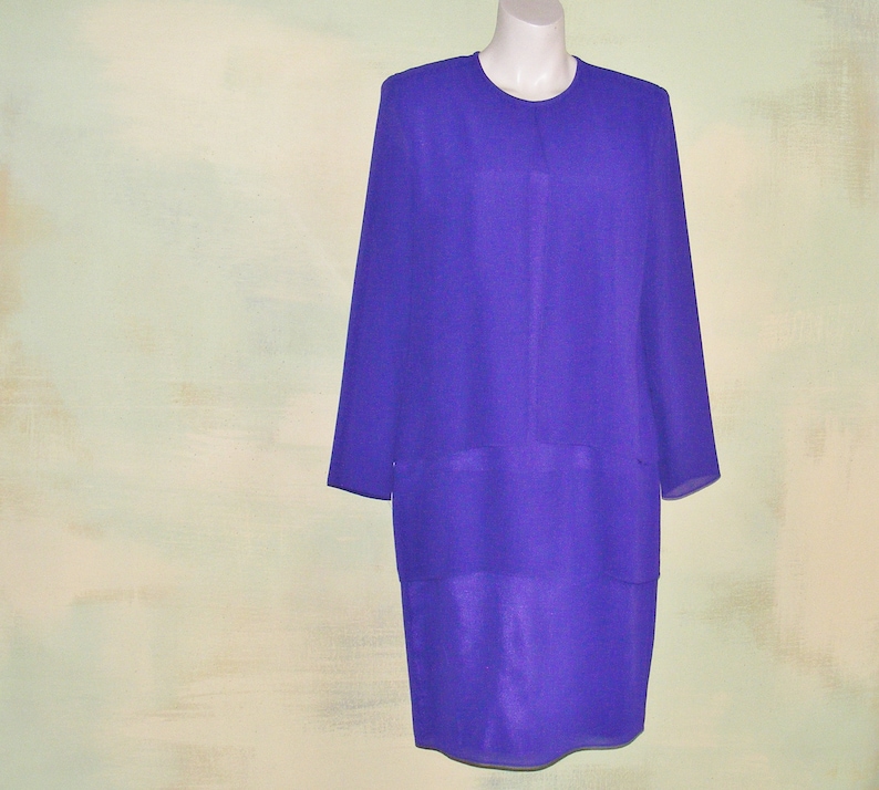 M Purple Dress Triple Tier Dress Grape Purple Crepe over Satin Lining