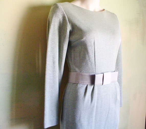 Vintage 70s Green with Silver Lurex Dress Curvy H… - image 4