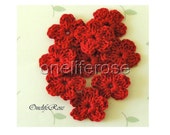 10.Pieces Mini Crochet Flowers Red, Crochet Applique ,Cotton Yarn, Scrapbooking,Sewing,Craft