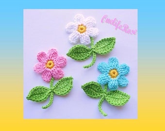 Crochet Flower 3.pcs Flowers+ 3.Pieces Leaves