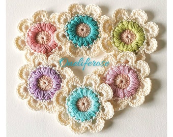 Crochet Flower 1.Pieces  3.54 inches/9cm Cottonyarn