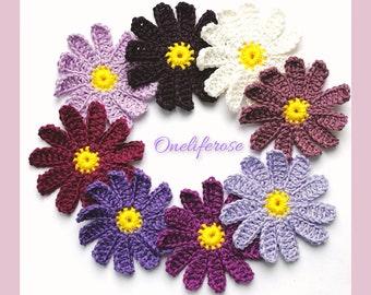 Crochet Flowers 8.Pieces Handmade with Cottonyarn