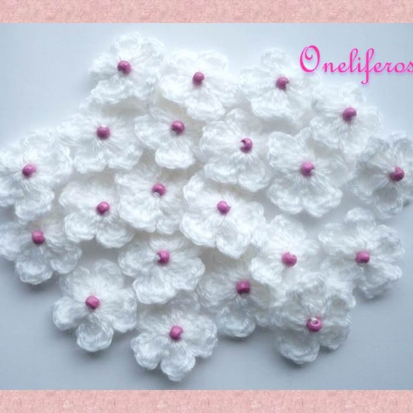 Gehäkelt Mini Blumen 10.Stück  3.cm Acrylicwolle/Crochet Flowers 10. Pcs Acrylic Yarn 3. cm( 1. 18 inches)