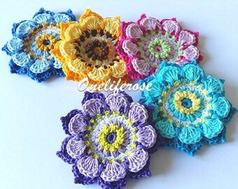 Crochet Flower 1.Pieces  4.33 inches/11cm Cottonyarn