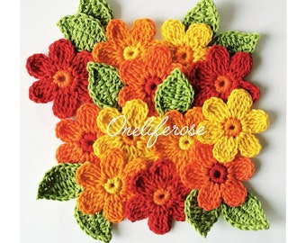 Crochet Flowers Set Cotton