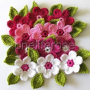 Crochet Flowers Set Cotton