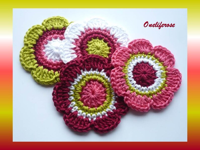 Large Crochet Flowers 4.pcs image 1