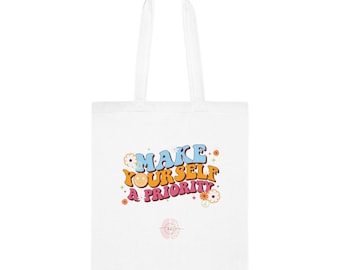 Cotton Tote Bag with Inspiring Quote, Reusable Shopping Bag, Eco-Friendly Market Tote, Quote Tote, Gift for Book Lover, Literary Tote