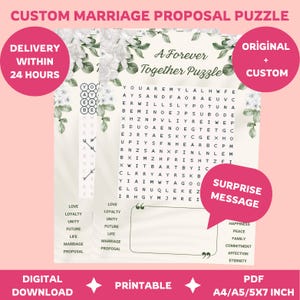 Einzigartige Heiratsantrag Ideen, Wortsuchpuzzle, personalisierte Spiele für Ihren besonderen Anlass