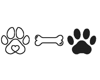 Paw Print & Dog Bone Embroidery File: Pet Lover Gift (Digital Download)