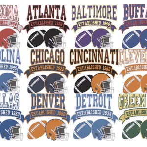Vintage Football Team Embroidery Designs: All 32 Teams (Digital Download, 4 Sizes)