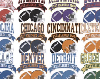 Vintage Football Team Embroidery Designs: All 32 Teams (Digital Download, 4 Sizes)