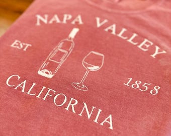 Napa Valley Embroidered Comfort Colors Shirt: Wine Lover Gift