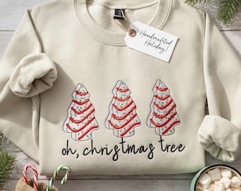 Embroidered Christmas Tree Cake Sweatshirt - Little Debbie Inspired