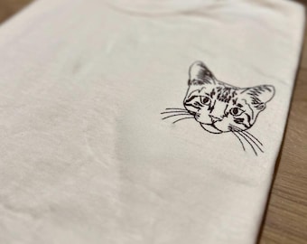 Embroidered Cat Face Shirt: Custom Pet Silhouette, Cat Gift
