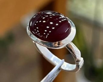 Handcrafted Yemeni Aqeeq Ring Women, Natural Agate Ring Women, 925 Sterling Silver Aqeeq Ring Shia Rings
