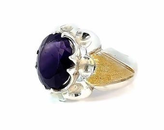 Handcrafted Mens Sapphire Ring, Blue Sapphire, Natural Sapphire 925 Sterling Silver Ring, Neelam Ring