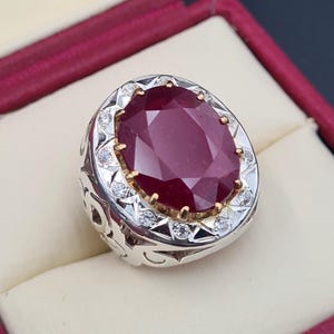 Handcrafted Real Ruby Ring, Natural Ruby Sterling Silver 925 Yaqoot Ring Roby Gemstone Ring