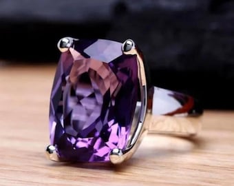 Handcrafted Natural Amethyst Ring, Amethyst 925 Sterling Silver Ring, February Birthstone Ring, Gift For Her