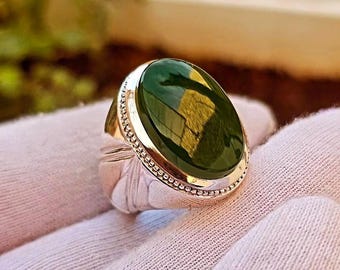 Handcrafted Yemeni Aqeeq Ring For Men, Natural Agate Rings, 925 Sterling Silver Aqeeq Ring Shia Rings
