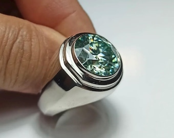 Handcrafted 5 Carat Certified Moissanite Diamond Sterling Silver 925 Ring, Man Made Diamond Engagement Ring, Gift for him