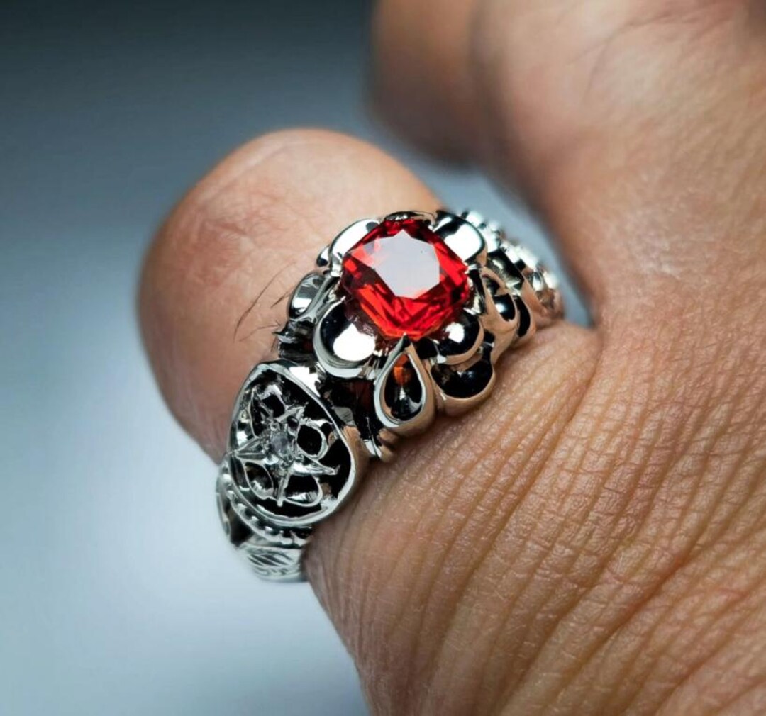 Handcrafted Deep Red Garnet Ring Sterling Silver 925 Garnet Ring for ...
