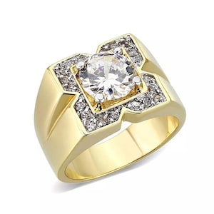 Anillo de compromiso para hombre, anillo de diamantes cultivados en laboratorio de talla redonda, anillo de bodas de diamantes para él, regalo de aniversario