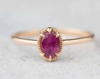 Women Ruby Ring, Gold Plated Natural Ruby 925 Sterling Silver Jewelry | Dainty Ring
