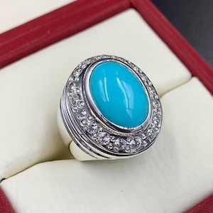 Herren Türkis Ring, 925 Sterling Silber Für Männer, Natürliche Feroza Ring, Shia Ring