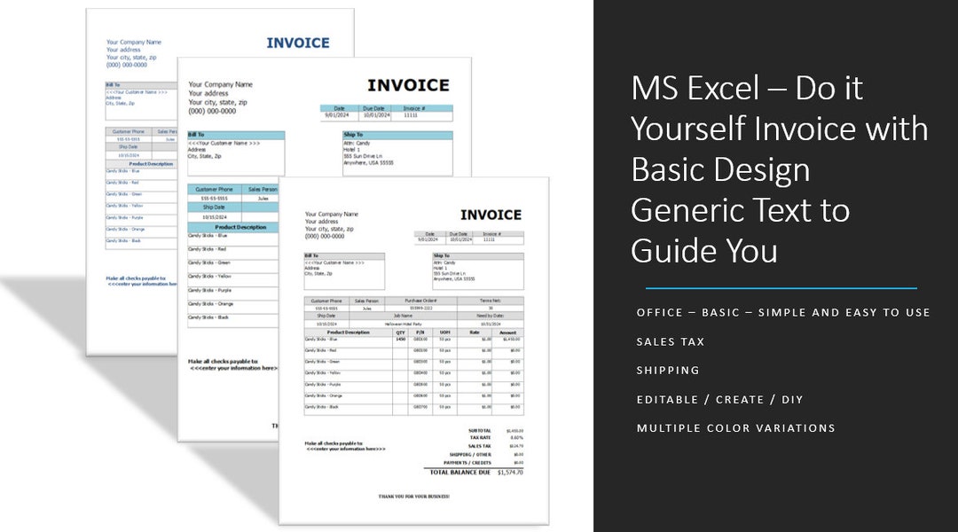 Invoice Template MS Excel Professional Invoice Business Invoice ...