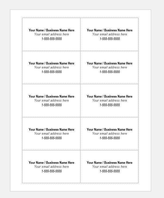Contact Information Cards - Edit Yourself MS WORD - Rectangle Size 3x2 ...