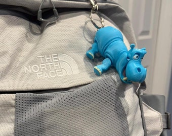 Blue Hippo Keychain - Cheerful PETG Plastic Bag Charm