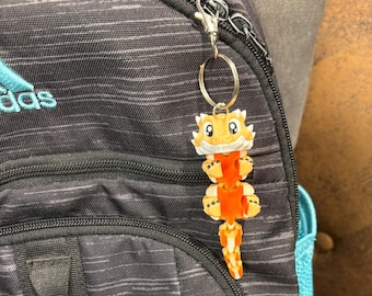Flexible Bearded Dragon Keychain – 3D Printed Fidget Bag Tag, Cute Reptile Keyring, Stocking Stuffer Gift - Beardie & Reptile Lovers