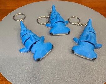 Flexible Hammerhead Shark Keychain – 3D Printed Fidget Bag Tag, Cute Ocean Animal Keyring, Stocking Stuffer Gift